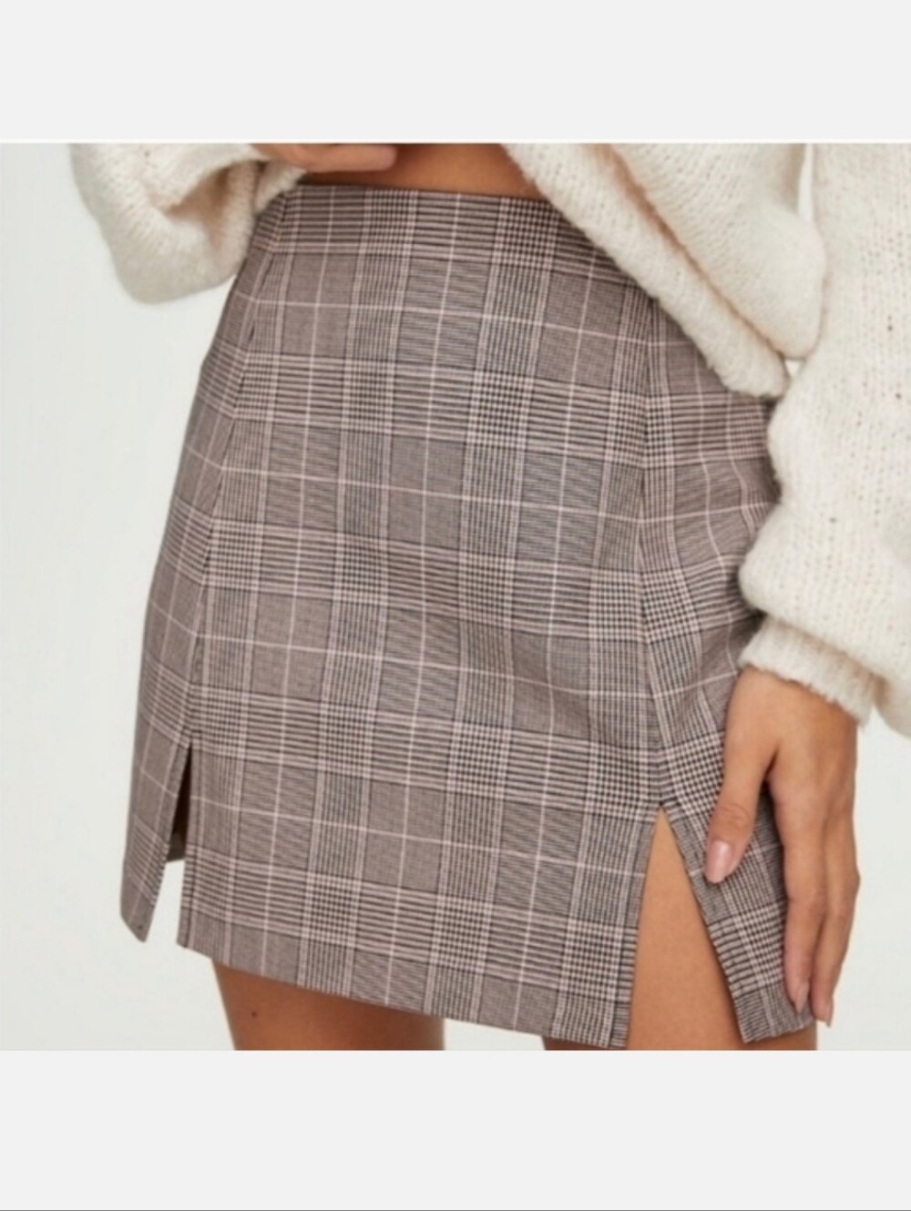 SUNDAY BEST Mandy Mini Skirt Plaid Houndstooth Academia Size 4 Aritzia